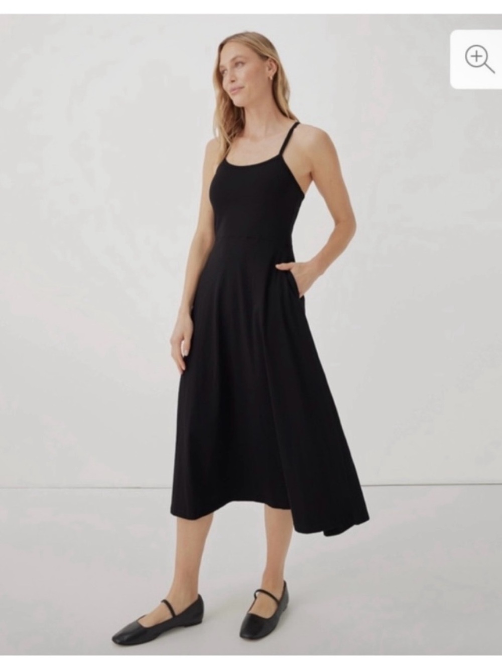 PACT Organic Cotton Fit and Flare Midi Dress Size S
